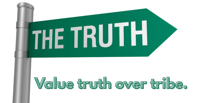The text on the image — “Value truth over tribe.” — is already perfect as your overlay. It echoes the essay’s final message and works as both a thesis and a standalone mantra for social sharing.