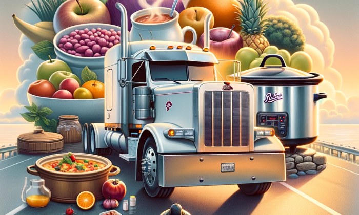 DALL·E 2024-01-02 14.01.49 - An image that embodies the spirit of health and wellness in the trucking community. The focal point is a Peterbilt truck, depicted in an uplifting and