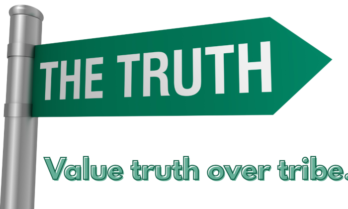 The text on the image — “Value truth over tribe.” — is already perfect as your overlay. It echoes the essay’s final message and works as both a thesis and a standalone mantra for social sharing.